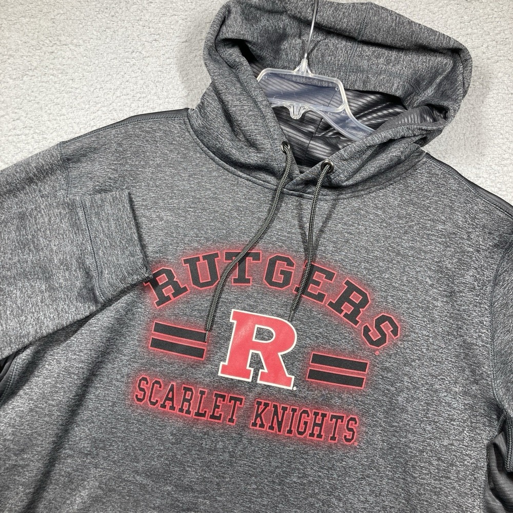 Rutgers University Scarlet Knight Hoodie Adult 2XL Gray Pullover Sweatshirt Flaw